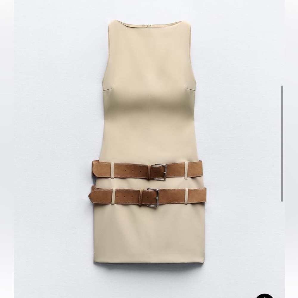 Zara double belted fitted dress